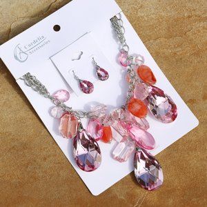 Crystal Statement Necklace Earrings Party Prom Set